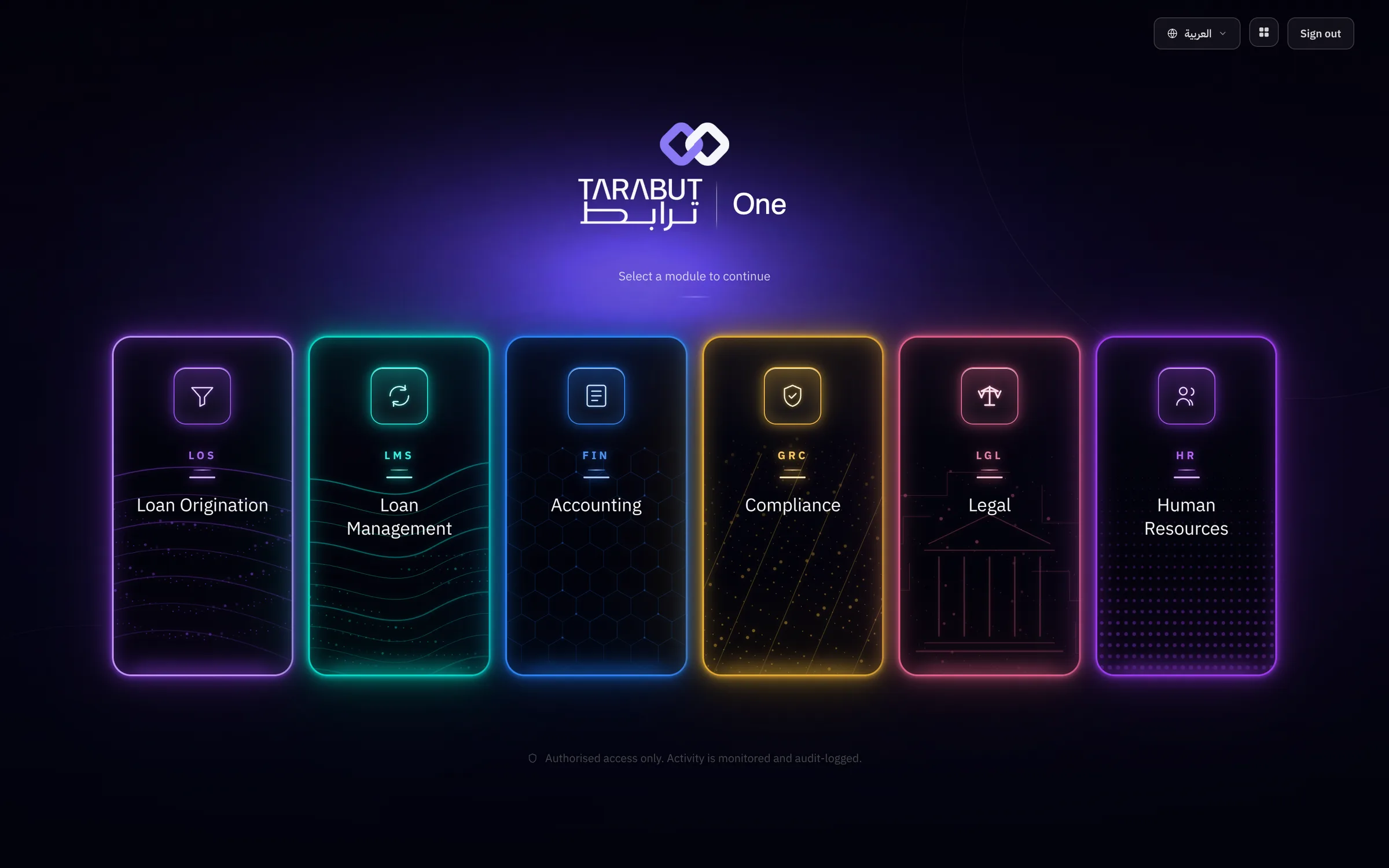 Tarabut One launcher: six modules